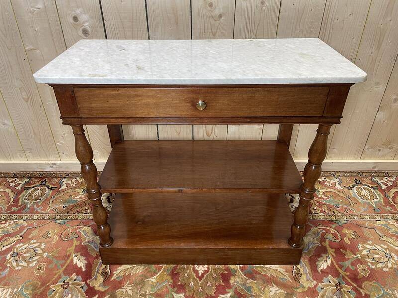 Console d'entrée en acajou Napoléon III et marbre de carrare