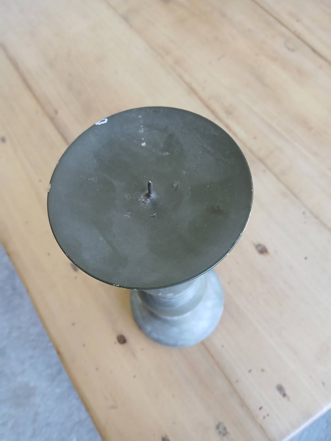 Candle holder in patinated wood