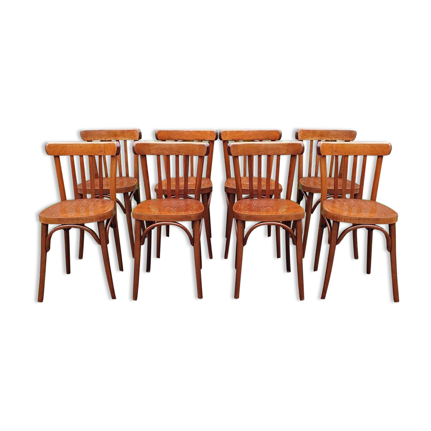 Lot 8 bistro chairs in curved wood