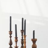 Scandinavian Wooden Candleholders, Set of 5