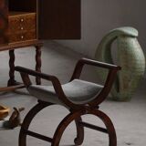 Empire-style Danish piano chair/stool with velvet seat, early 1900s.