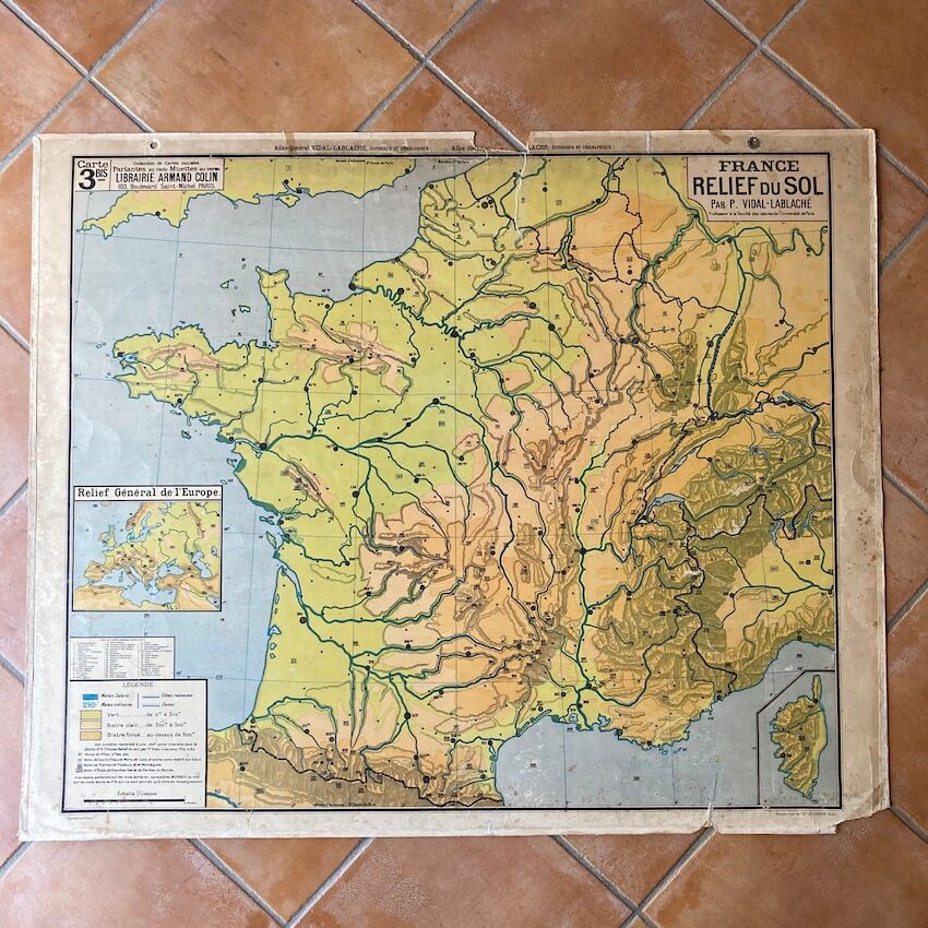 Carte Scolaire Ancienne N 3 3bis France Relief Au Sol Vidal Lablache Armand Colin Selency