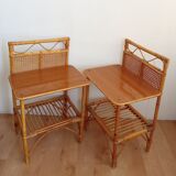 Vintage bamboo bedside pair