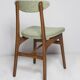 Mid-century apple green wool chair, beech wood, Rajmund Halas, Poland, 1960.