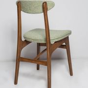Mid-century apple green wool chair, beech wood, Rajmund Halas, Poland, 1960.