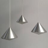 Set de 3 lustres mid-century en forme de cône en verre, 1970s