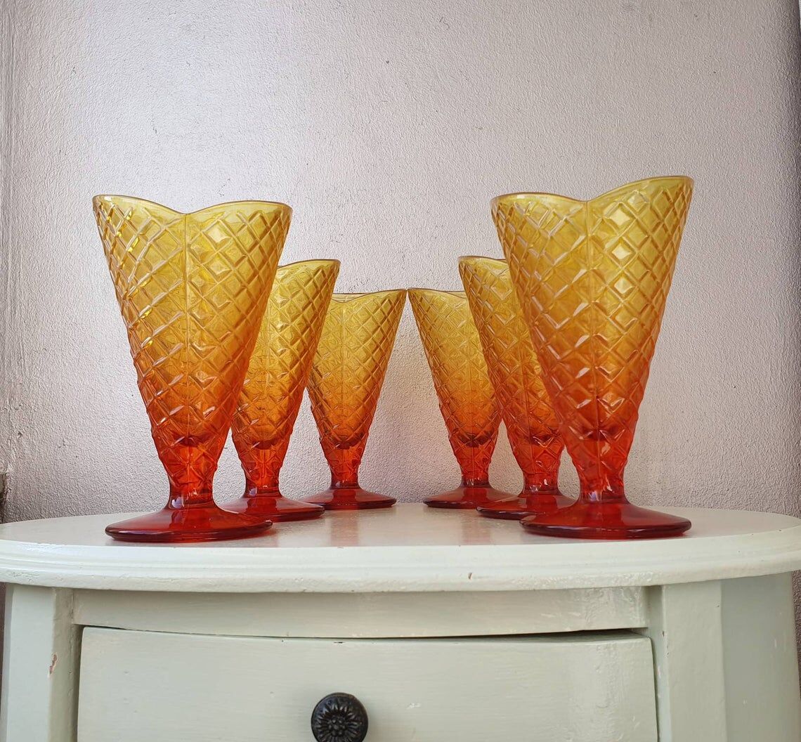 Lot of 6 cups of ice design Italian 80s