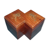 Exotic wood box double square shape