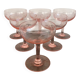 Champagne glass in pink glass with floral engraving