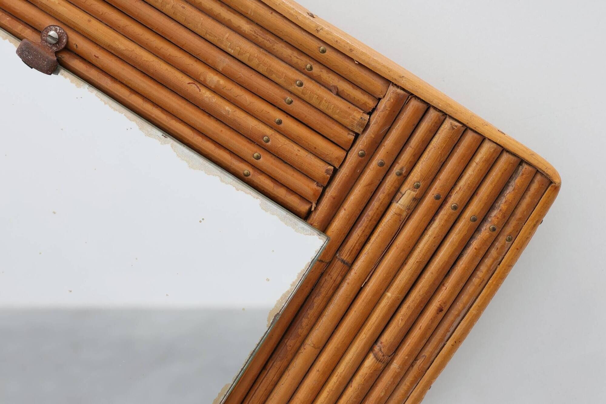 Mid century Square rattan mirror, France, 1960s