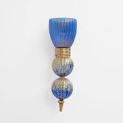 Pair of Murano Glass Blue Wall Sconces with Gold Dust Inclusions