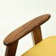 Vintage armchair plush yellow velvet soft dark wood 1962 design by Chierowski