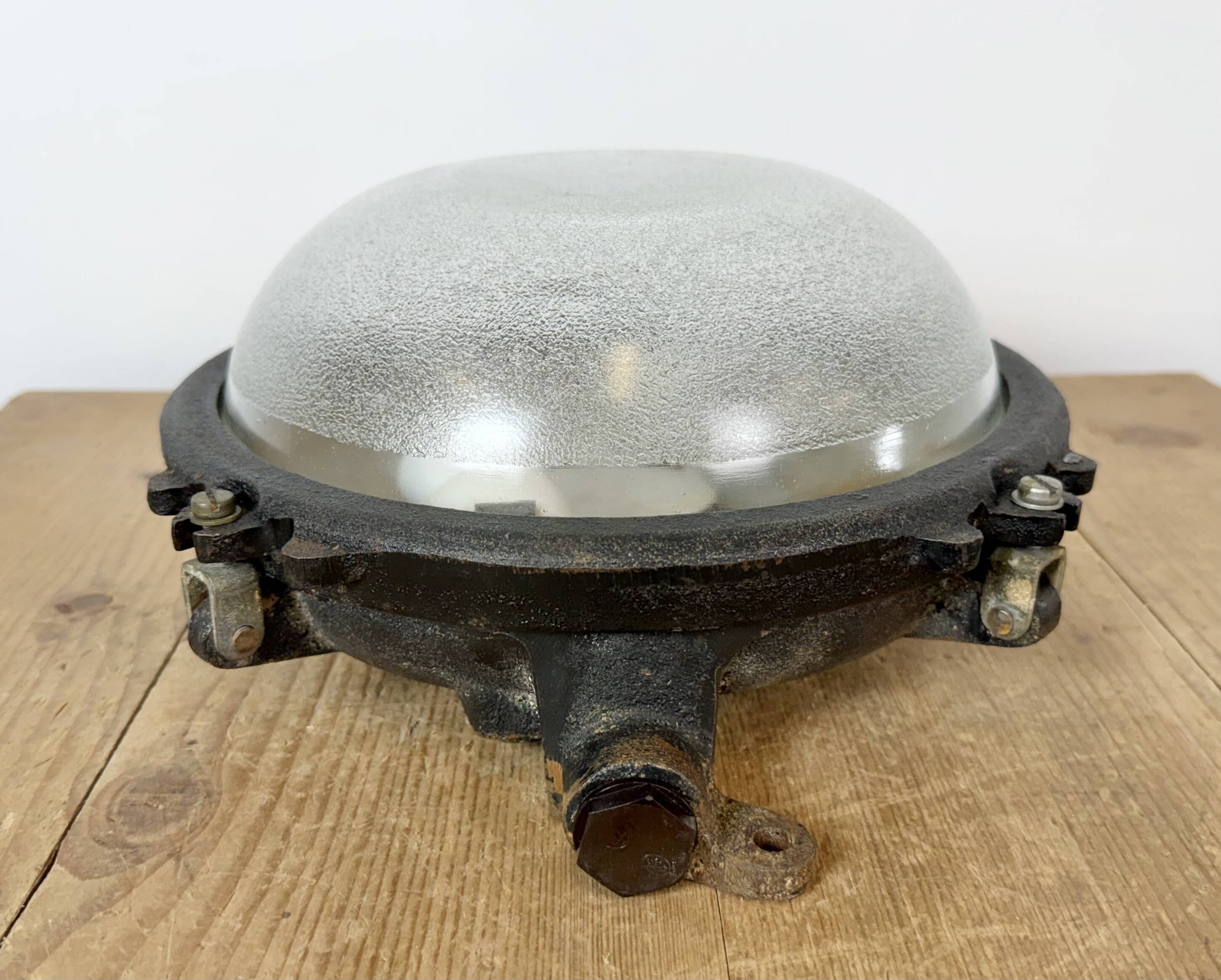 Black Industrial Cast Iron Wall or Ceiling Light from Elektrosvit, 1960s