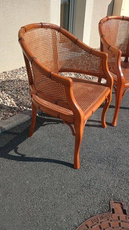 Pair of Caned Armchairs Retro – Bamboo Style / Vintage Chic retro signed Grange