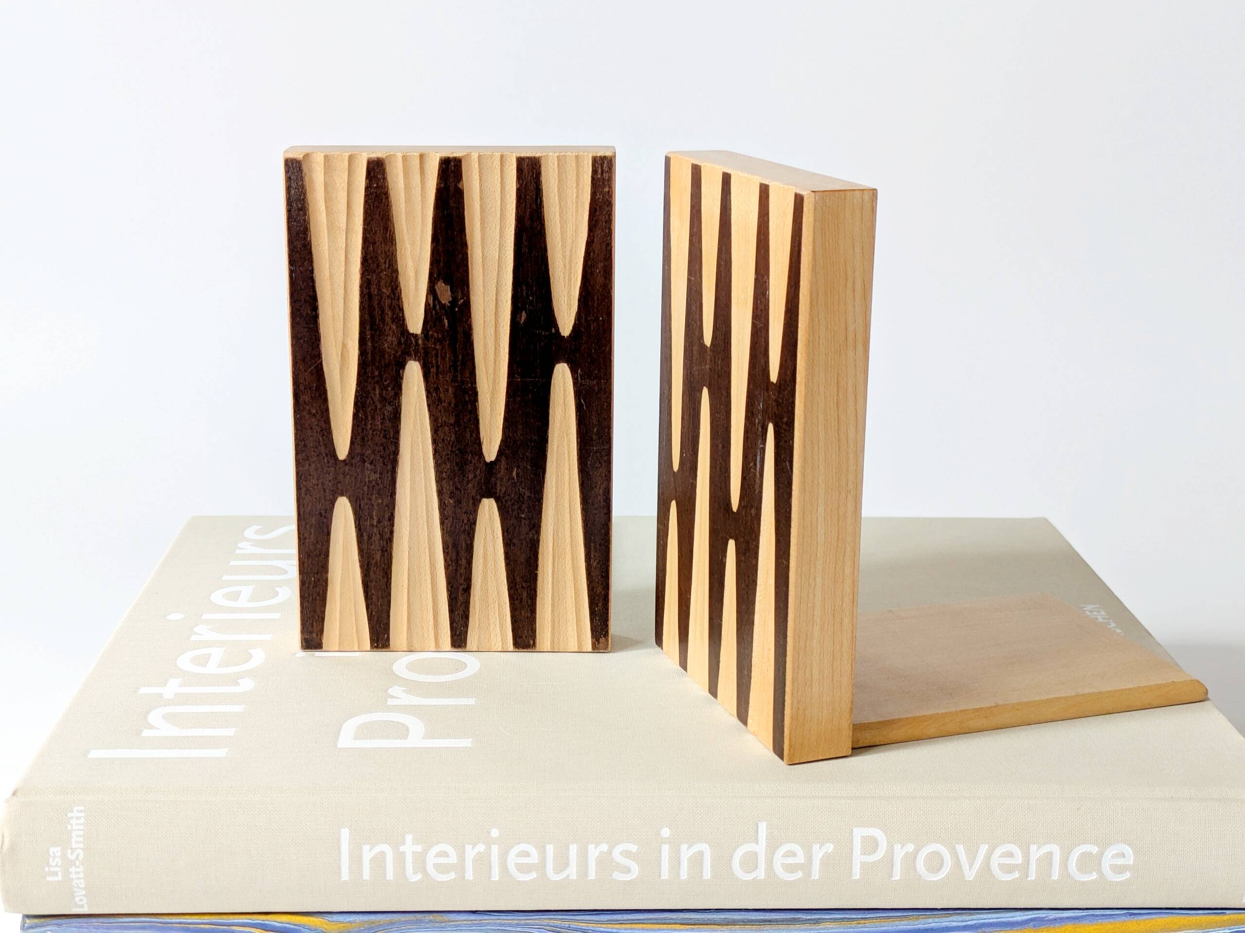 Pair of wooden bookends, Bauhaus style, 1950s