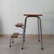 Stepladder stool vintage chrome and solid oak 60/70s