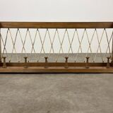 Vintage wooden wall coat rack with 6 chalet-style hooks