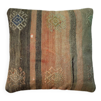 Vintage turkish kilim cushion cover , 40 x 40 cm