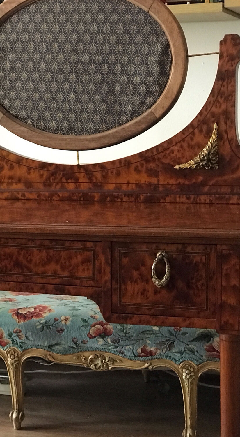 Desk in elm burl and bronze