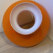 duo of Abat jour in vintage orange opaline glass