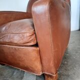 Leather club armchair, art deco