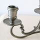 Duo of tin candlesticks, 3 lights, Gothic motifs, vintage