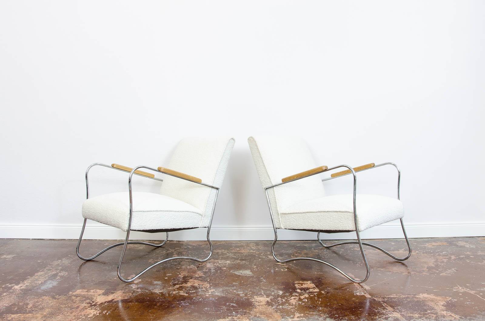 Chaises en métal par Wschód, années 1950, Pologne, ensemble de 2