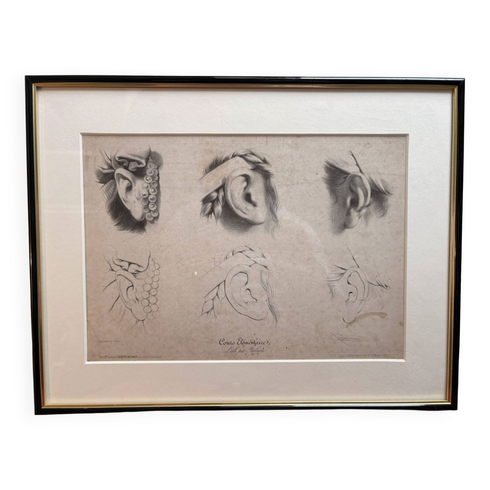 Print Engraving Elementary Course Female Ear Delarue Lemercier