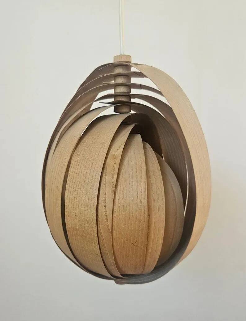Rare Midcentury Wooden Pendant in style of Hans-Agne Jakobsson, Sweden, 1960s