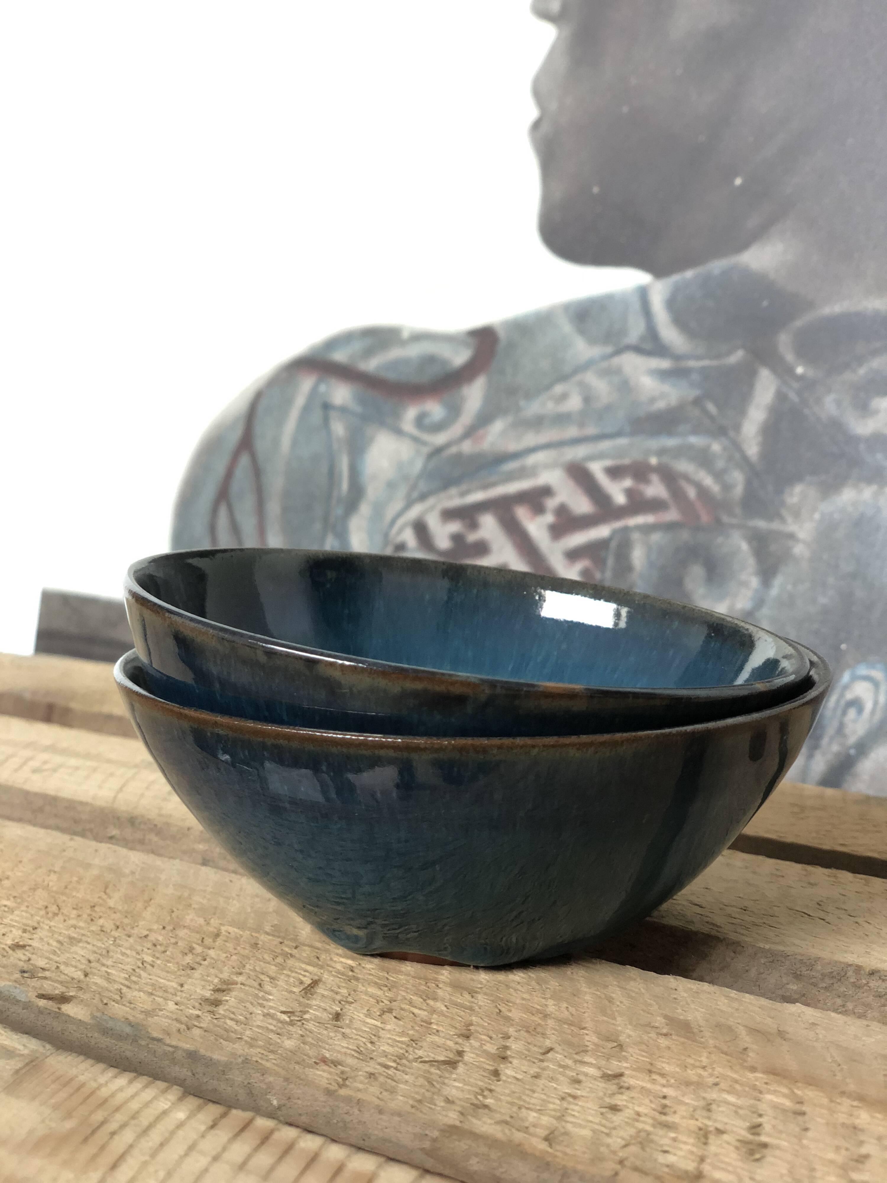 Duo aperitif cups Emmanuelle-blue sandstone