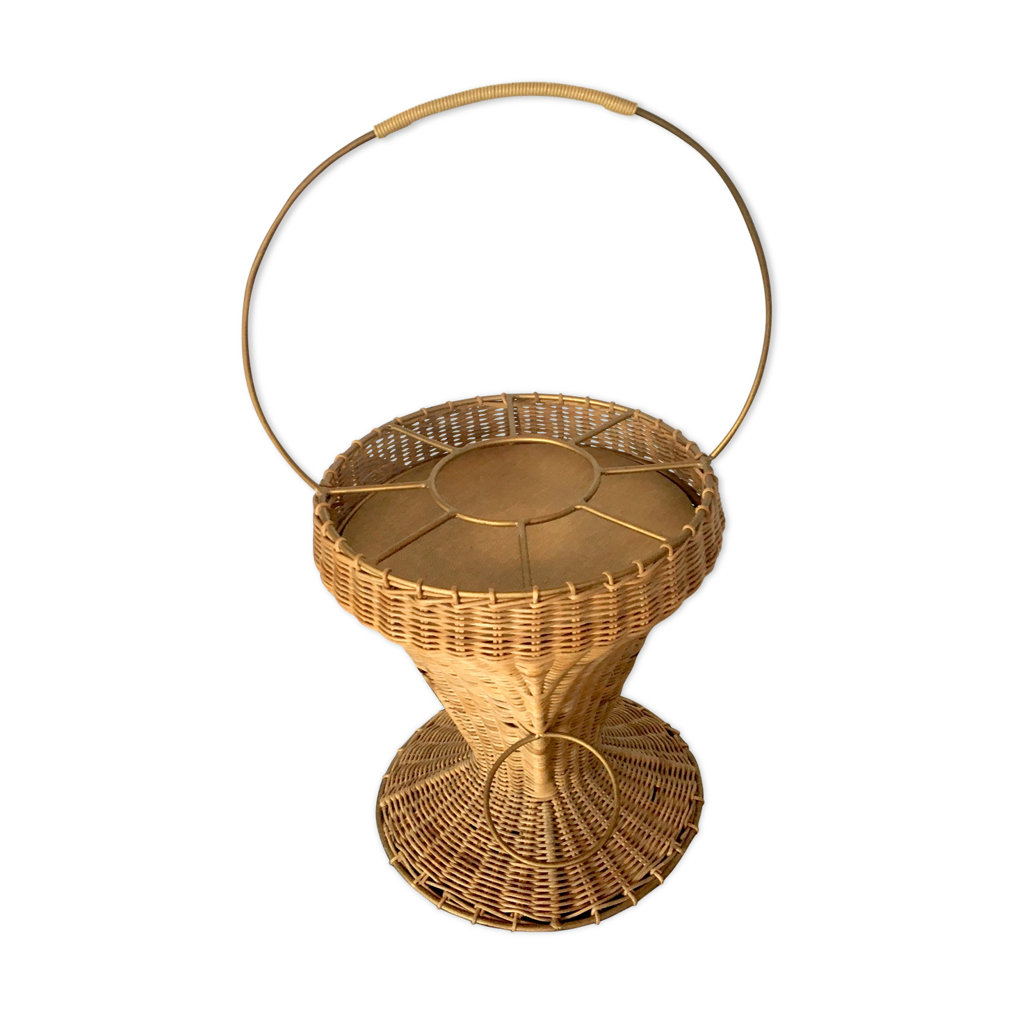 Portable bar 1960 rattan and scoubidou
