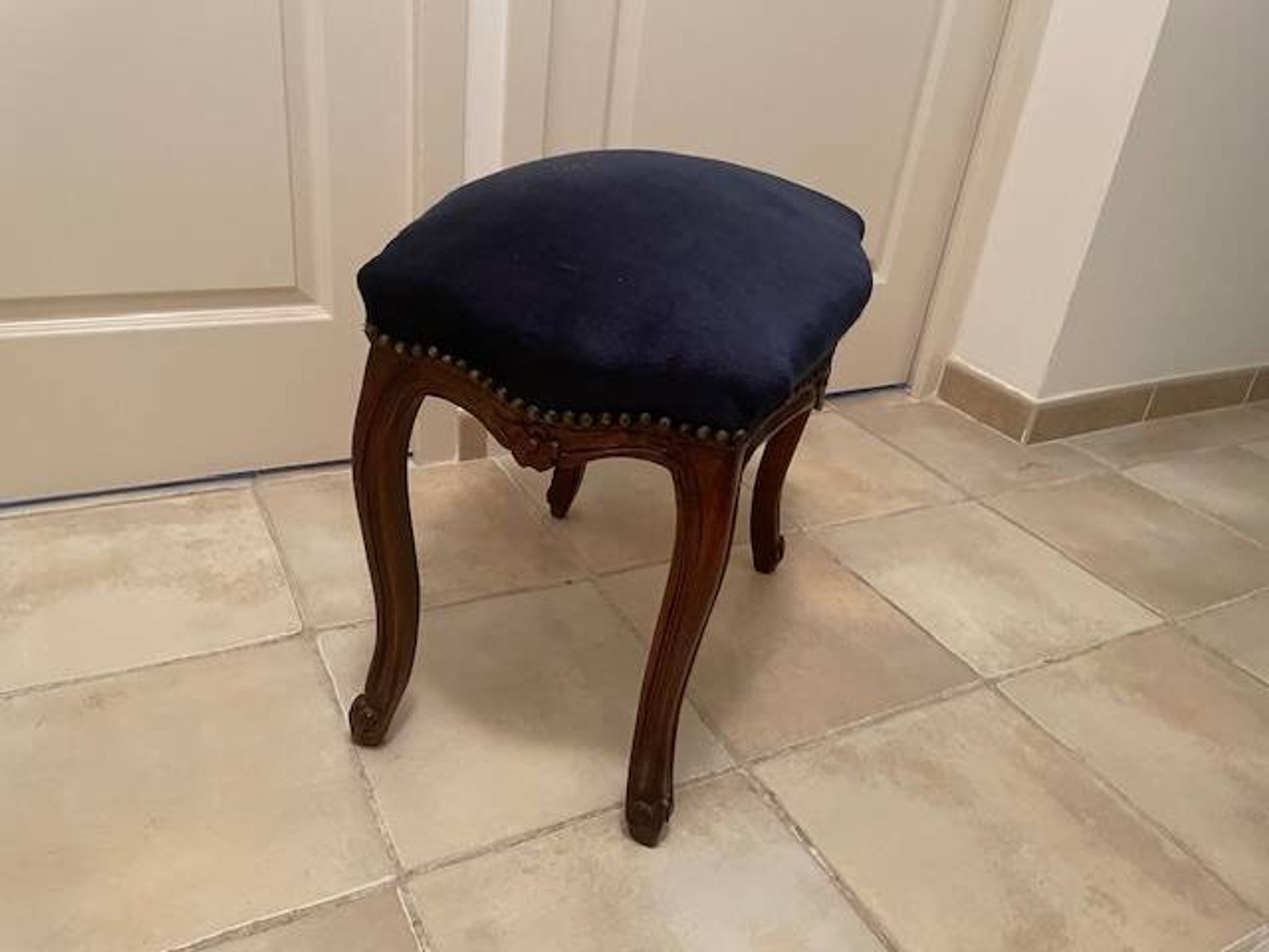 Mahogany and blue velvet daybed