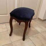 Chaise Longue Meridienne Right Side Mahogany Wood & Blue Velvet