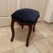Mahogany and blue velvet daybed