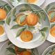 6 orange barbotine dessert plates from Saint Clément earthenware.