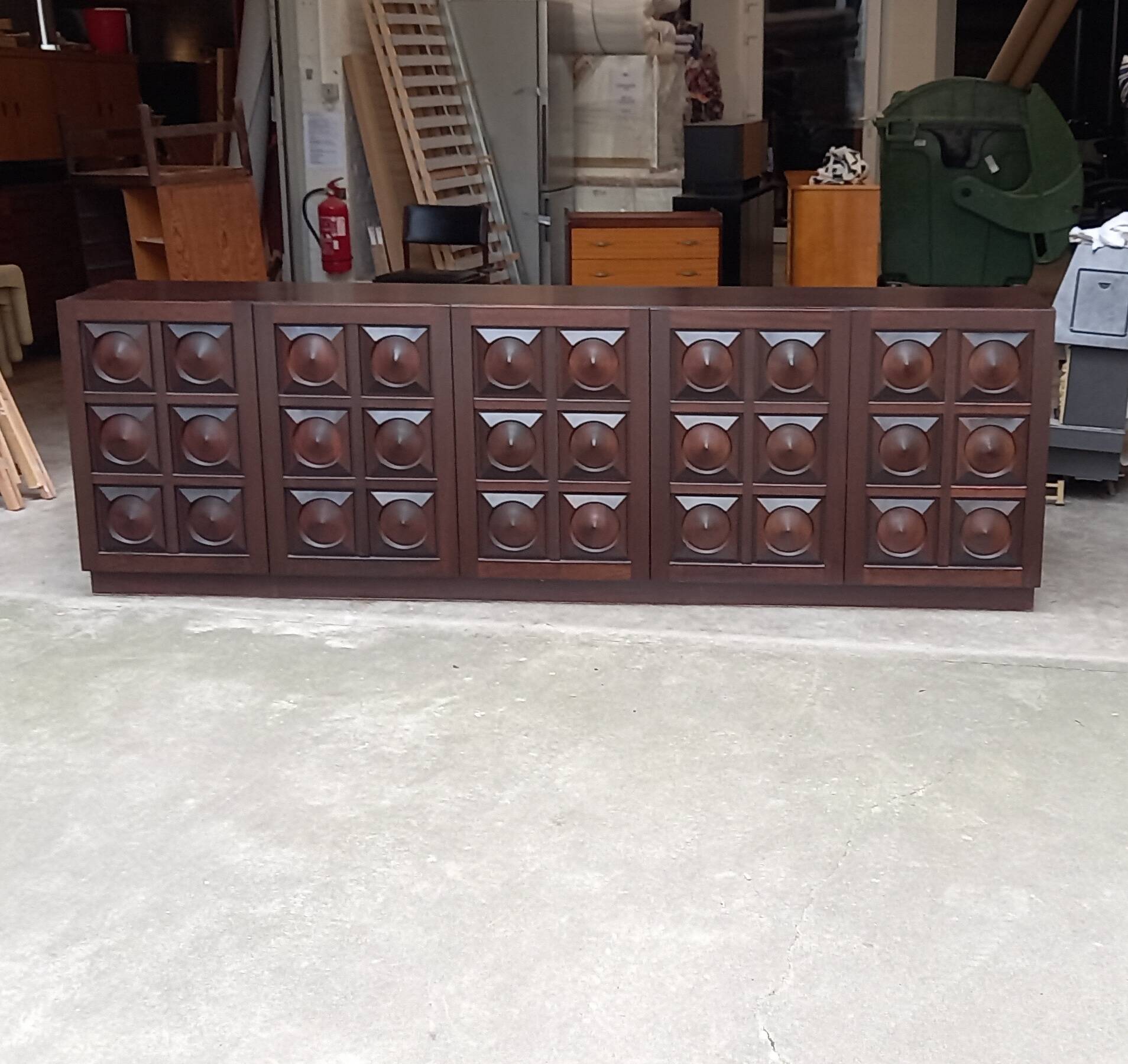 Vintage Brutalist Sideboard in Mahogany 1970s