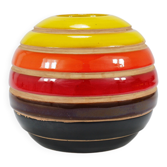 Striped ceramic ball vase by Aldo Londi, Bitossi, Italy, 1960s