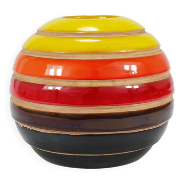 Vase boule en céramique rayé Aldo Londi Bitossi, Italie, 1960s