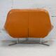 Sofa "space age". Leather, fiberglass, foam, steel. Circa 1970. Orange.