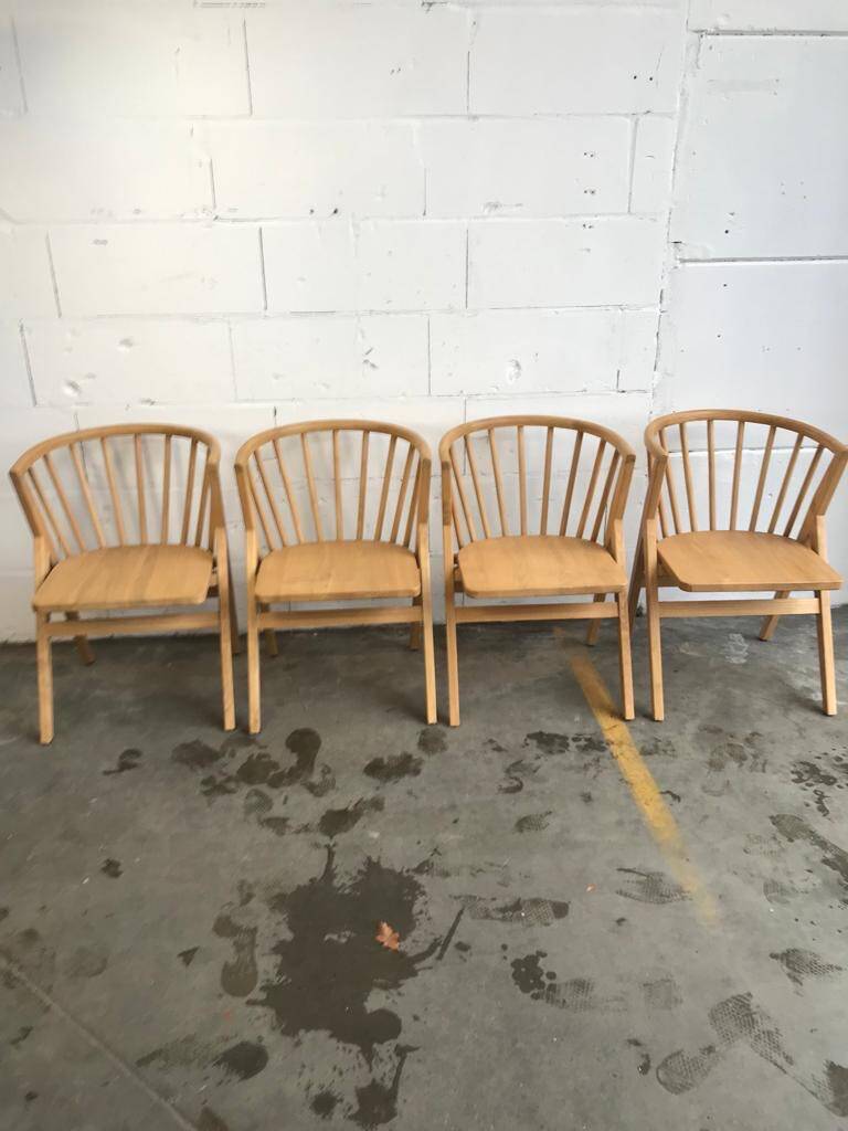 4 V-shaped wooden bistro chairs
