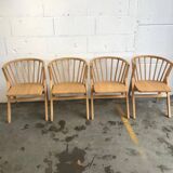 4 V-shaped wooden bistro chairs