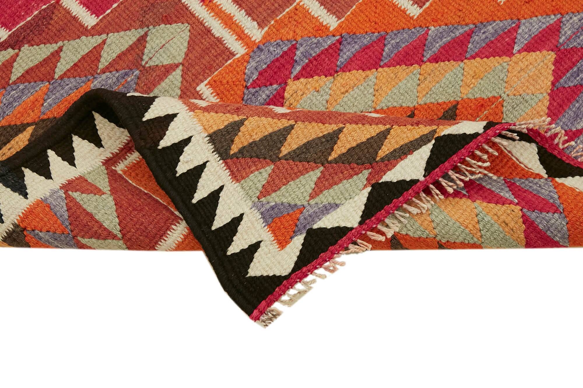 Turkish Handwoven Vintage Herki Kilim 90 cm x 322 cm