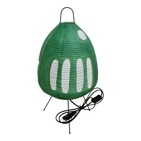 Lampe verte ''design papier et métal''.