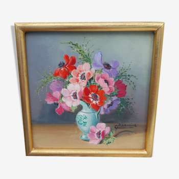 Painting bouquet of anemones flowers