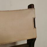 Series of 4 wooden and leather chairs