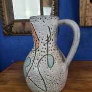Pichet d'art de hyèvre signé émaux polychrome