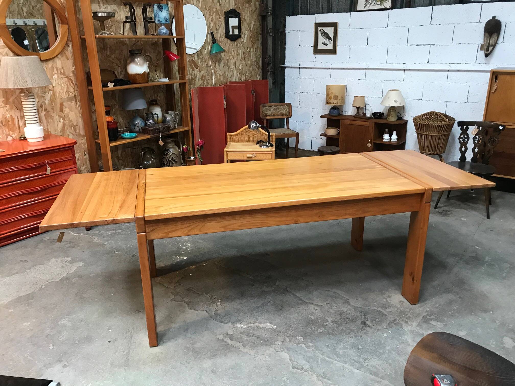 Vintage elm table Maison Regain 80s