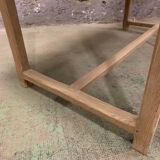 Old farm table in raw oak