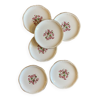 Set of 6 dessert plates Liserons Roses de Gien models