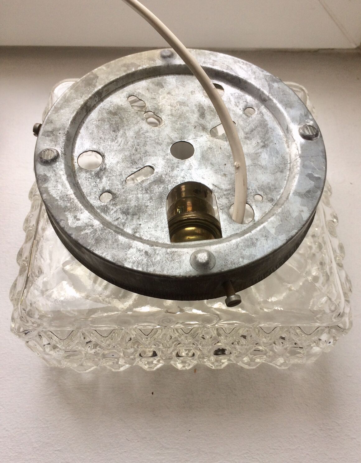 Square chiseled glass ceiling light